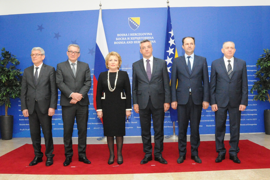 Rukovodstvo oba doma Parlamentarne skupštine Bosne i Hercegovine razgovaralo sa predsjednicom Vijeća Federacije Federalne skupštine Ruske Federacije 